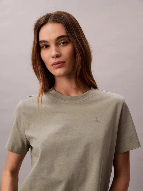 Футболка хлопковая женская Calvin Klein 40WP105(Shadow) XS Хаки (199155991193) - изображение 5