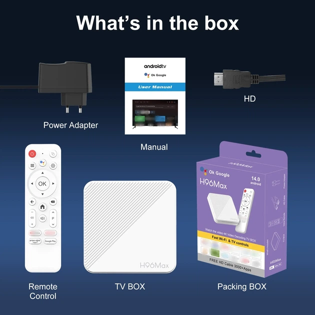 Налаштована Смарт ТВ приставка H96 Max H313 2/16 GB Slimbox Android TV 14 Allwinner з Bluetooth-пультом та голосовим пошуком | 4K HDR медіаплеєр на андроїд | Smart TV Box | ТВ Бокс з WiFi 2.4 5ГГц + YouTube без реклами | ТВ канали | Фільми та Серіали - зображення 11
