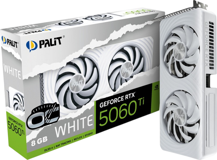 Видеокарта GeForce RTX 5060 Ti 8GB Palit White OC (NE7506TU19P1-GB2062M) - Фото 1 Видеокарта GeForce RTX 5060 Ti 8GB Palit White OC (NE7506TU19P1-GB2062M) - изображение 1