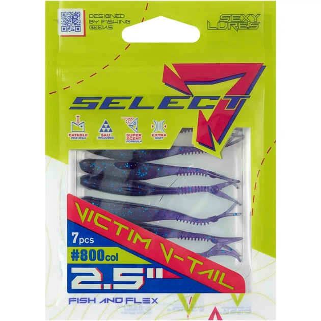 Силикон Select Victim V-Tail 2.5" #800 FE (7 шт/уп) - изображение 2