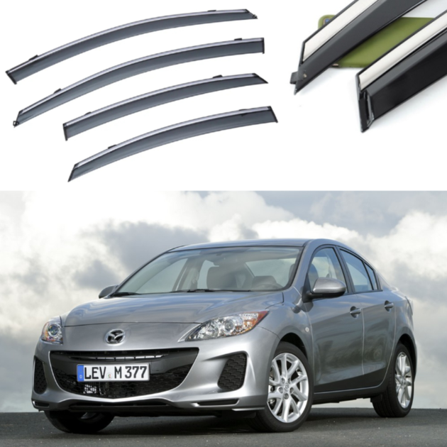 Дефлекторы окон FLY Mazda 3 седан 2009-2013 П/К скотч 64362 - изображение 2
