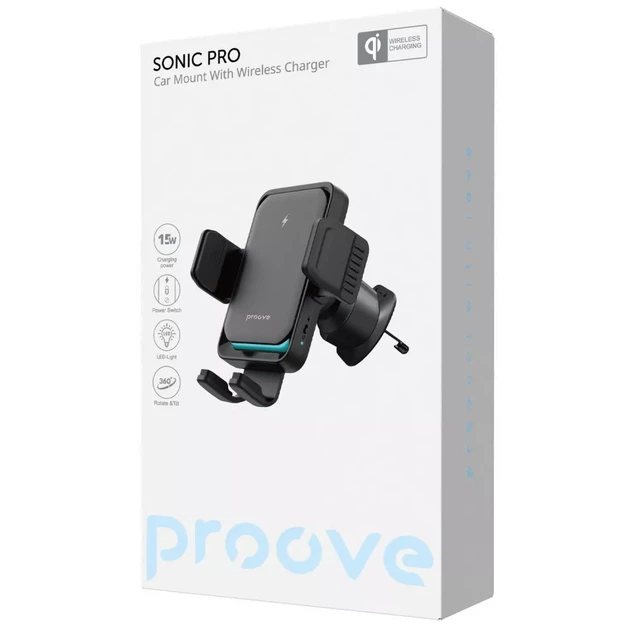 Автомобільний тримач з Бездротовим ЗП Proove Sonic Pro 15W - Фото 1 Автомобільний тримач з Бездротовим ЗП Proove Sonic Pro 15W - изображение 1