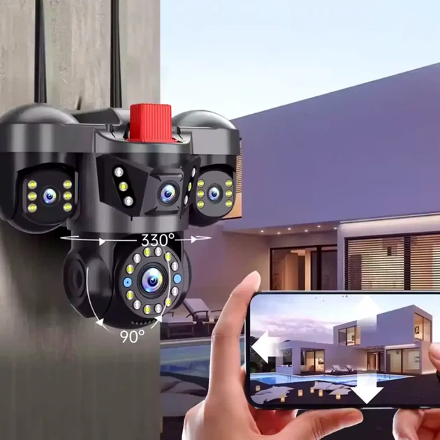 Уличная WiFi камера видеонаблюдения 12MP поворотная с ночным видением и детекцией движения модель V380 - Фото 2 Уличная WiFi камера видеонаблюдения 12MP поворотная с ночным видением и детекцией движения модель V380 - изображение 2