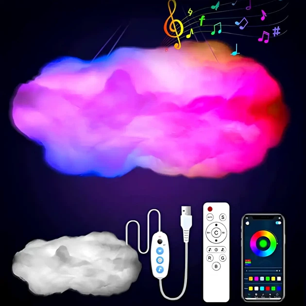 Подвесная LED лампа облако 5 Вт RGB USB Bluetooth пульт дистанционного управления OBL-211 для декорирования интерьера - Фото 1 Подвесная LED лампа облако 5 Вт RGB USB Bluetooth пульт дистанционного управления OBL-211 для декорирования интерьера - изображение 1