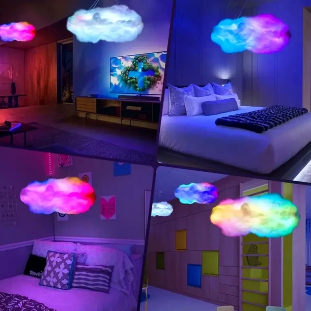 Подвесная LED лампа облако 5 Вт RGB USB Bluetooth пульт дистанционного управления OBL-211 для декорирования интерьера - Фото 2 Подвесная LED лампа облако 5 Вт RGB USB Bluetooth пульт дистанционного управления OBL-211 для декорирования интерьера - изображение 2