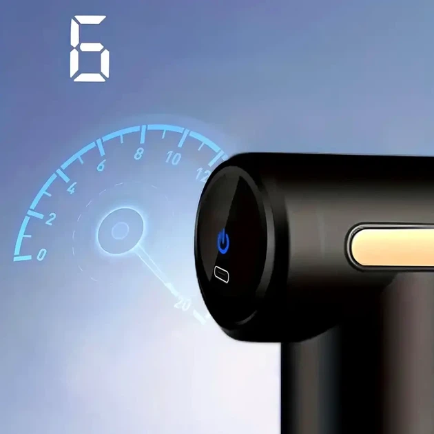 Перкуссионный массажер 20Вт 6 режимов 4 насадки с USB для тела черный - изображение 4