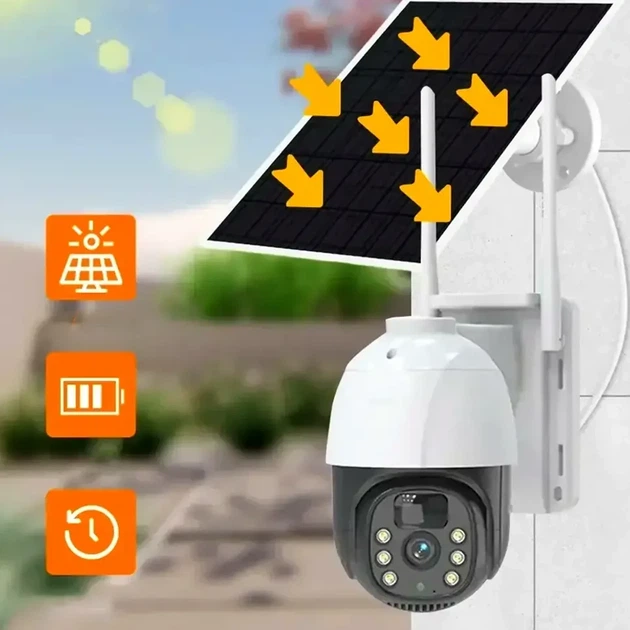 Уличная IP камера видеонаблюдения поворотная с солнечной панелью WiFi HD 1296P tp8 v380 pro белая - изображение 8