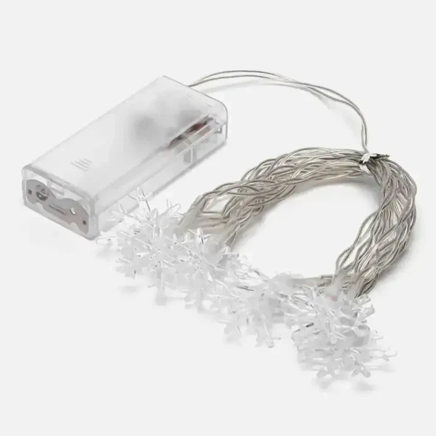 Гирлянда новогодняя светодиодная 3м 20 LED теплый свет для украшения дома Снежинки - изображение 3