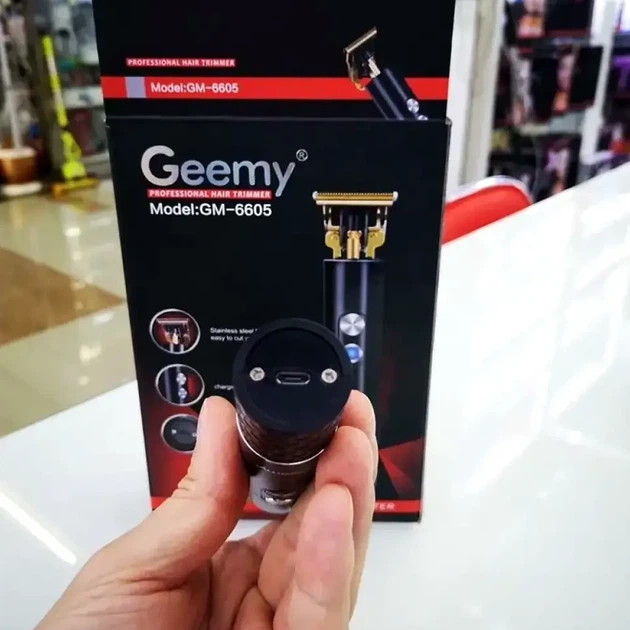 Триммер для бороды и усов аккумуляторный 3 насадки 60 мин работы Geemy GM6605 черный - Фото 3 Триммер для бороды и усов аккумуляторный 3 насадки 60 мин работы Geemy GM6605 черный - изображение 3