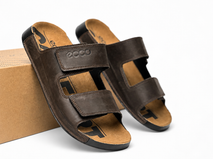 Шлепанцы кожаные мужские COZMO M Velcro Brown 43 - изображение 2