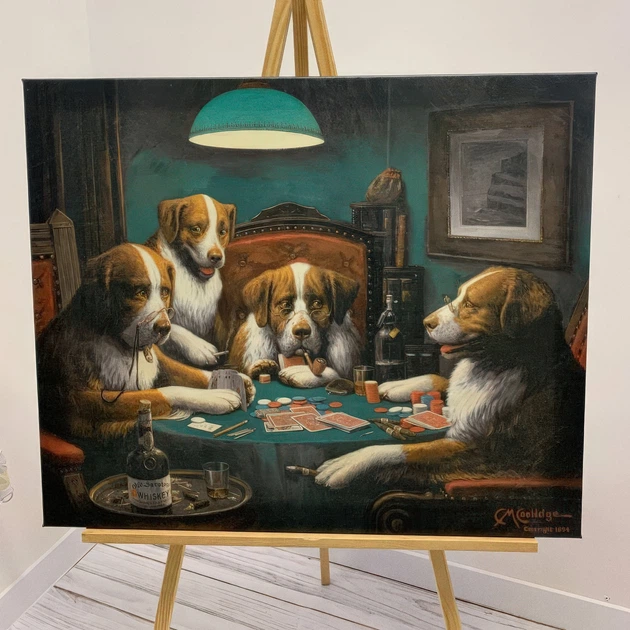 Интерьерная картина Собаки играют в покер, Кассиус Кулидж, Cassius Coolidge, Dogs Playing Poker, 30×36 см (id1001) - изображение 4