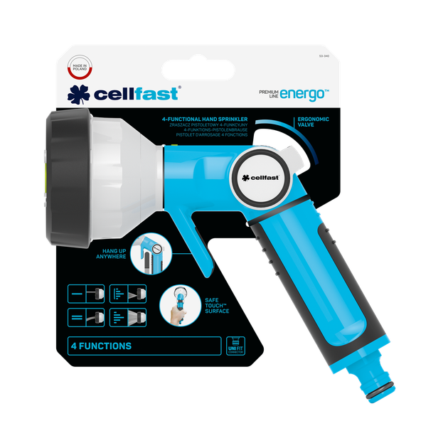 Распылитель пистолетный 4-функциональный Cellfast ENERGO TSV, 4 режима полива - изображение 2