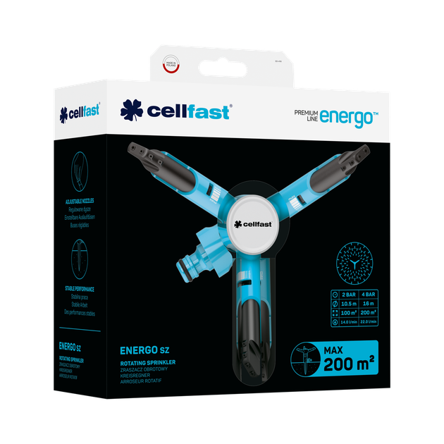 Дождеватель вращающийся Cellfast ENERGO TSV, круговой полив огорода - Фото 2 Дождеватель вращающийся Cellfast ENERGO TSV, круговой полив огорода - изображение 2