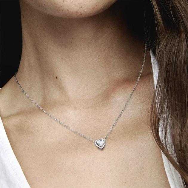 Серебряное колье Pandora «Искренние чувства» серебряное ожерелье Пандора Белое сердце 398425C01 - изображение 3