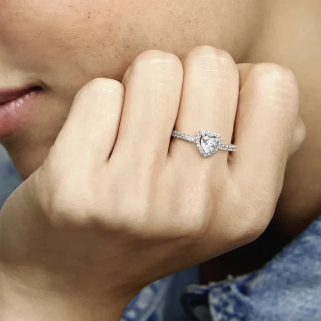 Серебряное кольцо Pandora «Искренние чувства» Серебряное кольцо Пандора Сердце Паве 198421C01 16 мм 17.8 мм - изображение 5