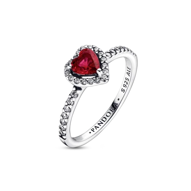 Серебряное кольцо Pandora «Красное сердце» Серебряное кольцо Пандора Сердце Паве 198421C02 16 мм - изображение 3