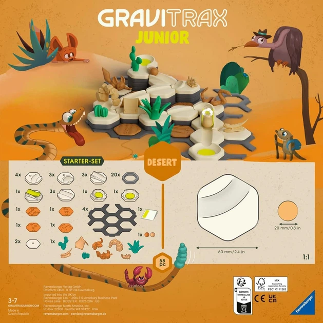 Набір інтерактивного трек-конструктора Ravensburger GraviTrax Junior: Starter-Set S Desert (24585) (4005556245857) - Фото 2 Набір інтерактивного трек-конструктора Ravensburger GraviTrax Junior: Starter-Set S Desert (24585) (4005556245857) - зображення 2