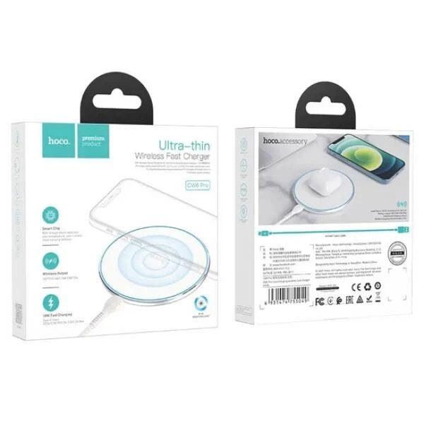Бездротовий зарядний пристрій Hoco CW6 Pro Qi 15W USB - Type-C для заряджання Apple iPhone / Samsung з підсвічуванням White - зображення 4