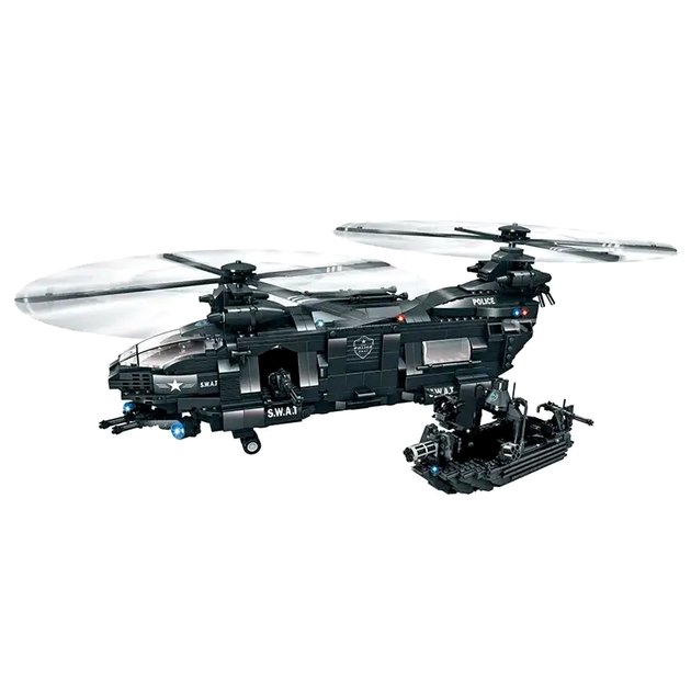 Конструктор SWAT Anti-Riot Force 1251 деталей вертоліт і човен для дітей від 6 років для тактичних ігор і моделювання - зображення 2