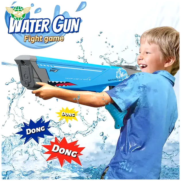 Водяной бластер Акула Watergun автоматический пистолет для детей с набором воды на пляже и в бассейне - зображення 2