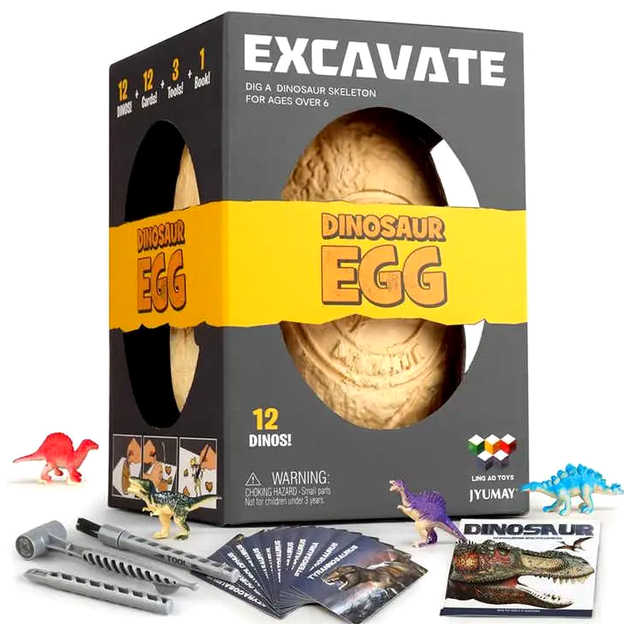 Набор для раскопок яиц динозавров Excavate 12 в 1 для детей 5-8 лет развивающая игрушка для обучения и игры - зображення 4
