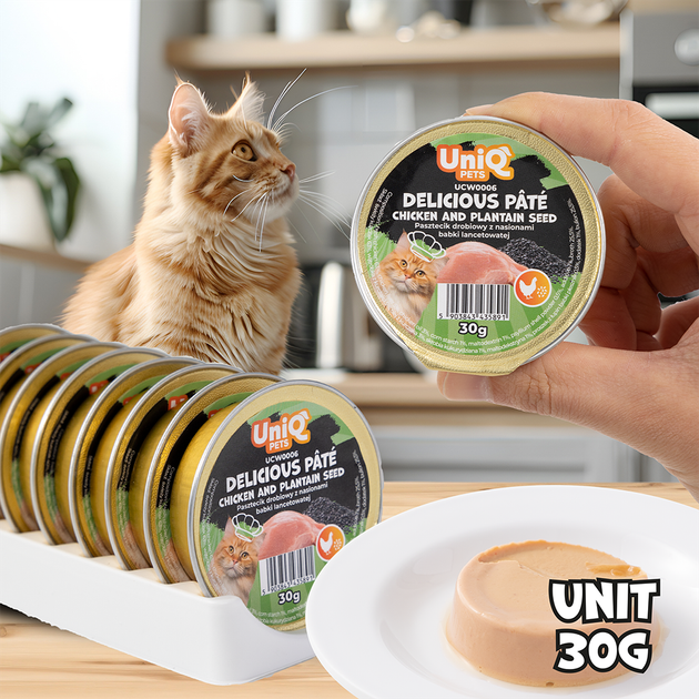 Вкусный паштет UNIQ PETS CAT WET FOOD DELICIOUS с курицей и семенами подорожника, 30 г - изображение 2