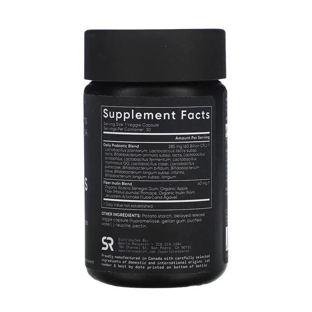 Пробиотики с пребиотиками Daily Probiotics with Prebiotics 60 Billion CFU Sport Research, 30 капсул - изображение 2