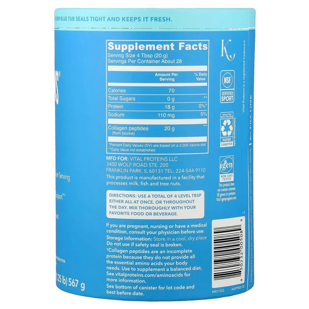 Пептиди колагену, Collagen Peptides, Vital Proteins, без смаку, порошок, 567 г - Фото 2 Пептиди колагену, Collagen Peptides, Vital Proteins, без смаку, порошок, 567 г - зображення 2