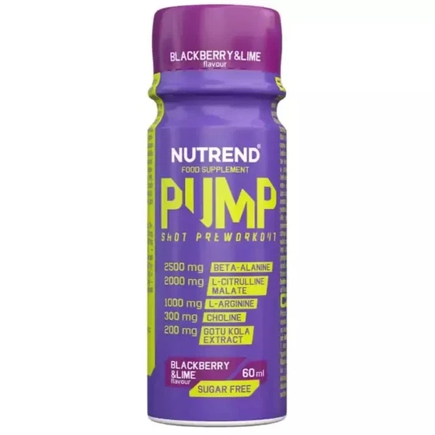 Передтренувальний комплекс Pump Shot Nutrend, ожина і лайм, 60 мл - Фото 1 Передтренувальний комплекс Pump Shot Nutrend, ожина і лайм, 60 мл - зображення 1