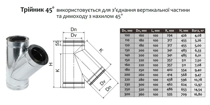 Трійник димохідний 45° нержавіюча сталь (нерж./оцинк.) Ø120×180 мм товщина 0,8 мм (трійник сендвіч димохідний) - Фото 4 Трійник димохідний 45° нержавіюча сталь (нерж./оцинк.) Ø120×180 мм товщина 0,8 мм (трійник сендвіч димохідний) - изображение 4