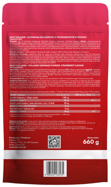 Kolagen Intenson Multi Kolagen Lemoniada z witaminą C Truskawka proszek 660 g (5905454133135) - Zdjęcie 2 Kolagen Intenson Multi Kolagen Lemoniada z witaminą C Truskawka proszek 660 g (5905454133135) - obraz 2