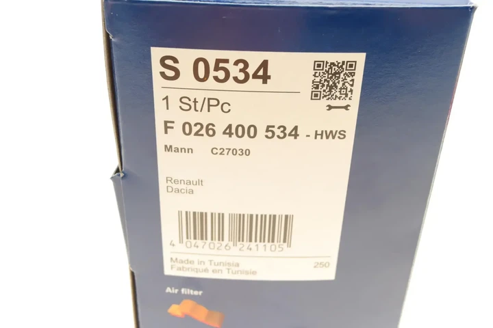 Повітряний фільтр BOSCH F026400534 165460509R, 1654600Q3H - изображение 7