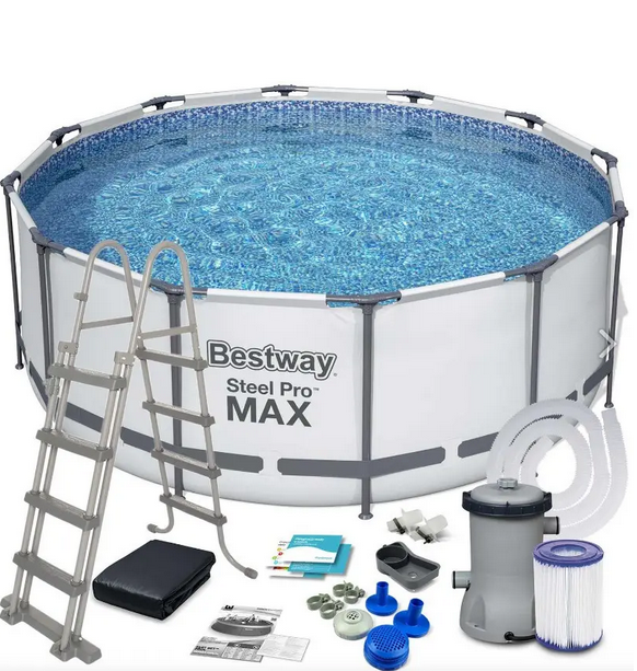 Каркасный бассейн Bestway Steel Pro Max круглый 488×122 см 19480 л металлический каркас фильтр лестница тент комплект - изображение 2