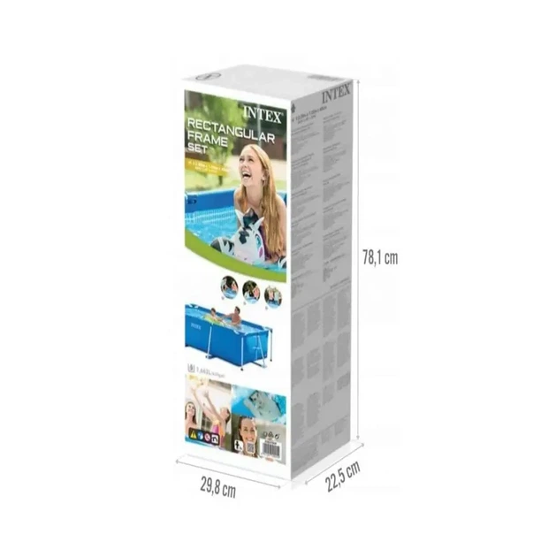 Каркасный бассейн Intex 28270 прямоугольный 220×150×60 см 1662 л. ПВХ Small Frame стальной каркас синий для семьи - изображение 5