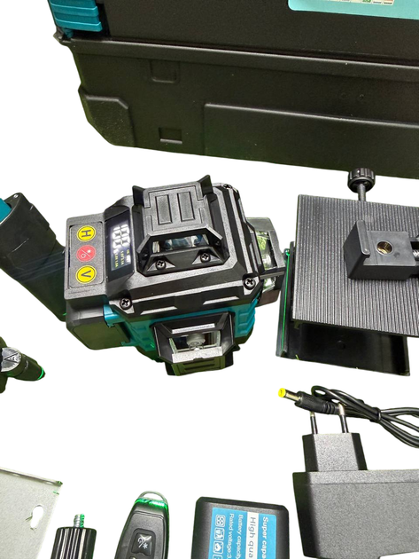Професійний лазерний 4D рівень Krafftec SK700 нівелір 3.7V 8Ah рівень 16-лінійний зелений (кейс, штатив, мікроліфт у комплекті) PROFESSIONAL Germany (54747) - изображение 3