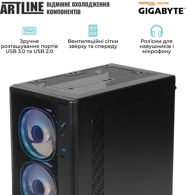 Компьютер ARTLINE Gaming X49 Powered by Gigabyte (X49v90) AMD Ryzen 5 5600 / RAM 16 ГБ / SSD 1 ТБ / nVidia GeForce RTX 5060 Ti, 8 ГБ - изображение 6