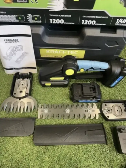 Аккумуляторный кусторез 2в1 Krafftec 48V/6Ah ножницы для травы и кустов с 2 насадками и 2 АКБ - изображение 11