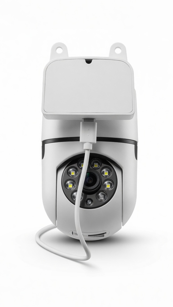 Уличная Wi-FI Камера видеонаблюдения 8 MP/ 360°, поворотная уличная IP видеокамера с двумя объективами, встроенный динамик, ночное видение, умное отслеживание человека, защита для улицы и дома - изображение 8