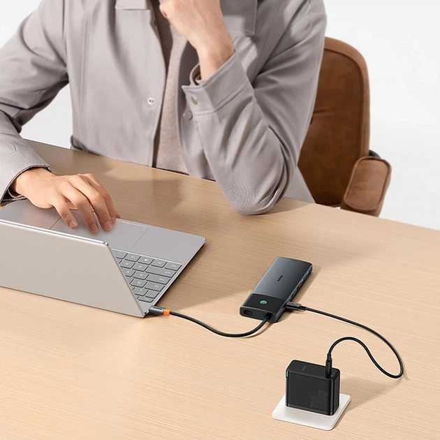 USB-хаб Baseus Metal Gleam II USB-C 10в1 HDMI / USB-A / USB-C / RJ45 / SD/TF (6932172689667) - зображення 10
