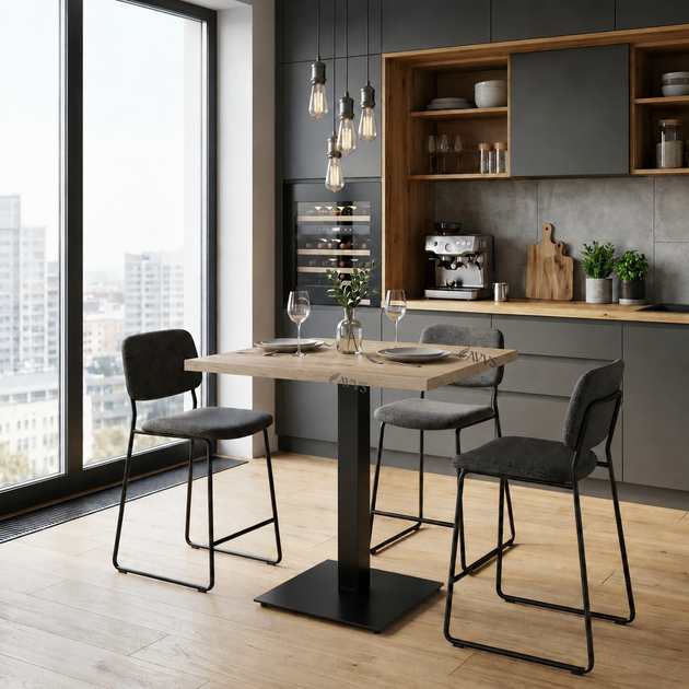 Стол кухонный квадратный RoMax Pocker 70 см Loft Дуб Сонома/Черный - Фото 2 Стол кухонный квадратный RoMax Pocker 70 см Loft Дуб Сонома/Черный - изображение 2