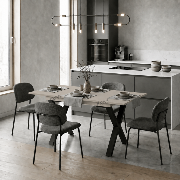 Стол кухонный раскладной RoMax Next 110х75 (150х75) см Loft Кашмир/Черный - Фото 1 Стол кухонный раскладной RoMax Next 110х75 (150х75) см Loft Кашмир/Черный - изображение 1