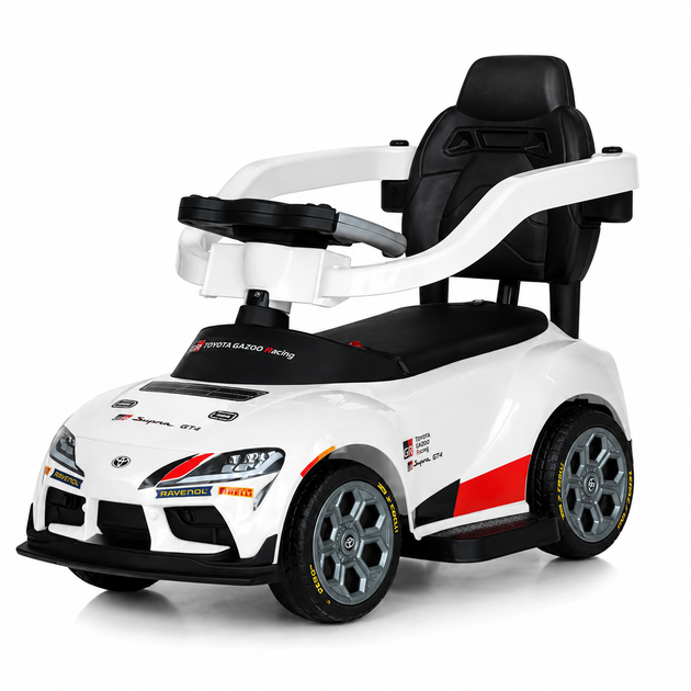 Детская машинка толокар с родительской ручкой Toyota машина для детей от 1 года детская каталка с музыкальными и световыми эффектами Белый - изображение 7