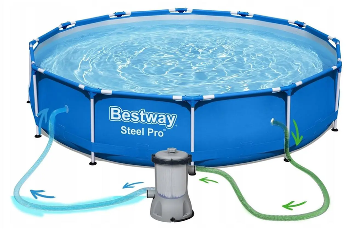 Каркасний басейн BestWay 56681 круглий 366х76 см 6473 л з картриджним фільтром - зображення 6