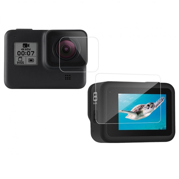 Защитное стекло для линзы и дисплея GoPro Hero 8 Black - Фото 1 Защитное стекло для линзы и дисплея GoPro Hero 8 Black - изображение 1