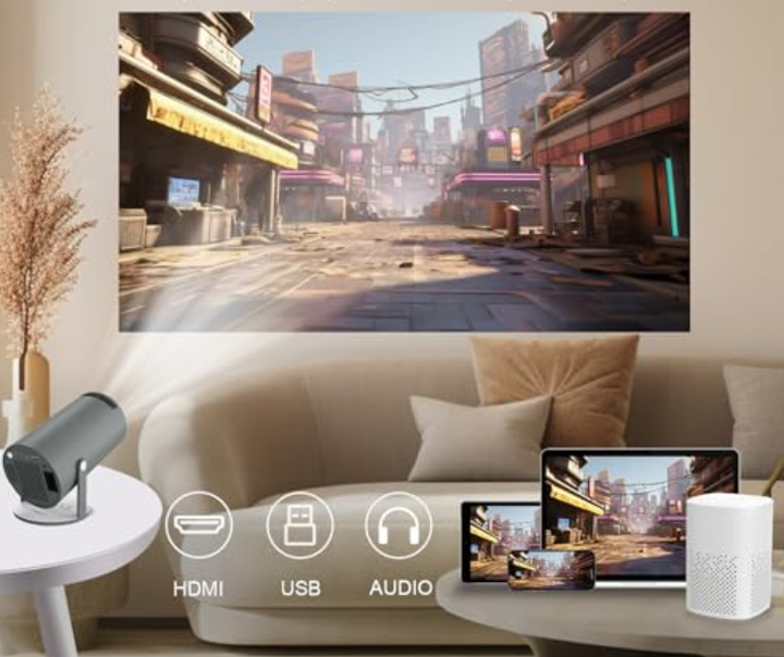 Мини-проектор LQWELL®, поддерживает Wi-Fi 6 и Bluetooth 5.0 Серый - изображение 6