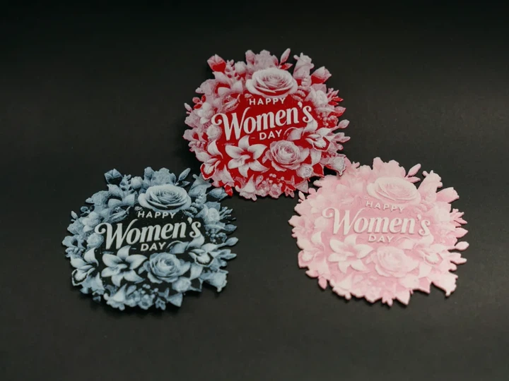 Сувенір-листівка з написом 'Happy Women's Day' та квітами. (3 шт) Aivory - изображение 2