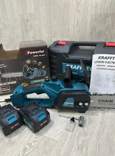 Акумуляторна ланцюгова пила Krafftec 52V 6Ah 12" 2500 Вт безщітковий двигун автоматичне мастило 2 АКБ - Фото 4 Акумуляторна ланцюгова пила Krafftec 52V 6Ah 12" 2500 Вт безщітковий двигун автоматичне мастило 2 АКБ - зображення 4