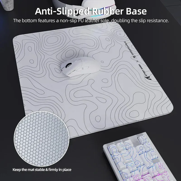 Ігрова скляна поверхня ATTACK SHARK CM05 / 450×400 мм / Склопад / White - зображення 7