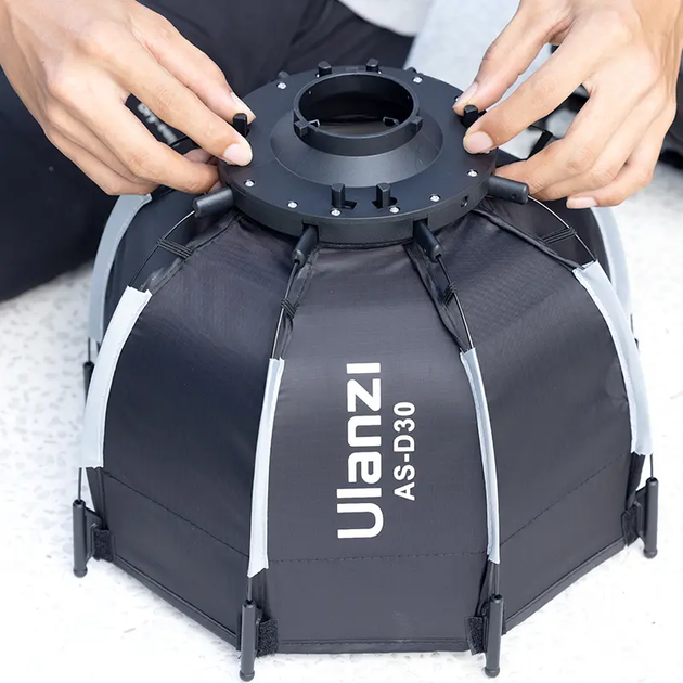 Софтбокс Ulanzi AS-D30 Octagonal Softbox, 30cm, Mini Bowens Mount and Grid (UV-L083GBB1 AS-D30) - изображение 5
