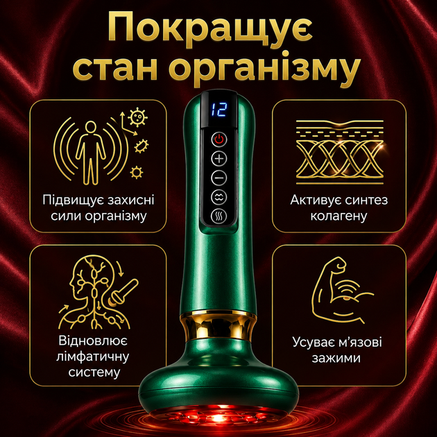 Вакуумний масажер для тіла 2 олії у подарунок роликовий електричний з 12 режимами та підігрівом шкіри - Фото 2 Вакуумний масажер для тіла 2 олії у подарунок роликовий електричний з 12 режимами та підігрівом шкіри - зображення 2